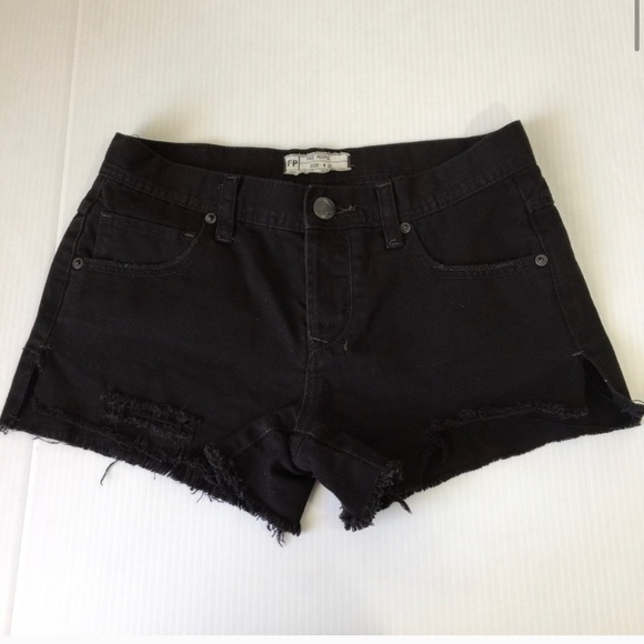 Free People Black Sharkbite Jean Shorts, 25 - Picture 2 of 8